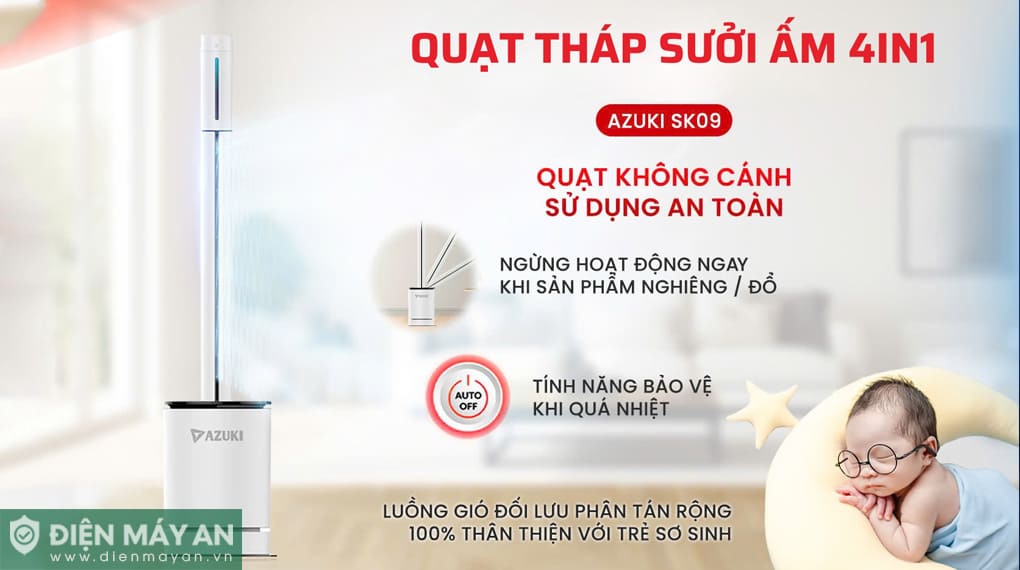 Quạt tháp sưởi 4in1 Azuki SK09